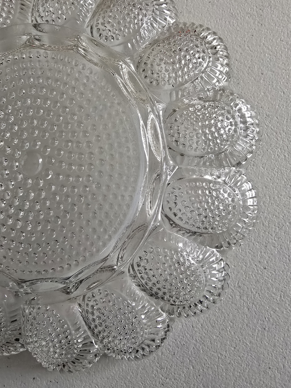 Vintage Hobnail Deviled Egg Plater Clear Pressed Glass Serving Tray - Picture 5 of 7